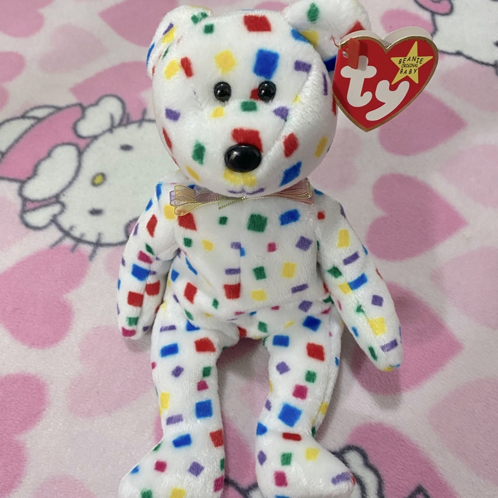 Vintage Colorful Rainbow Ty 2K beanie baby bear tag intact